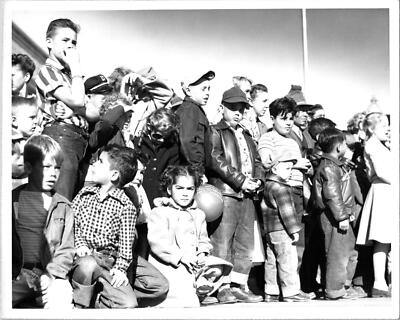 Group Of Kids Outside At Some Kind Of Event B+W Found Photo VB203