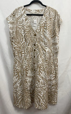 NWT LOFT Linen Blend Empire Waist Button Front Paisley Beige Dress Size 18