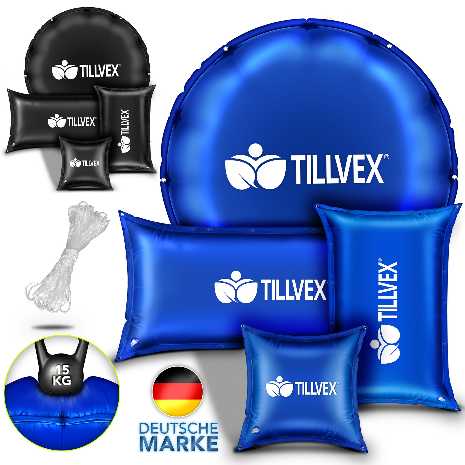 tillvex® Zwembadkussen Winter XXL, luchtkussen inclusief rep