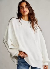 Free People Easy Street Tunic Oversize Knit Sweater Ice White Size XS
