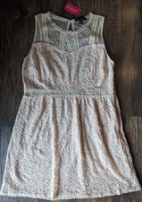 Suzanne Betro Dress Peach Lace-Overlay Smocked Women's Midi Dress Size 1X NWT