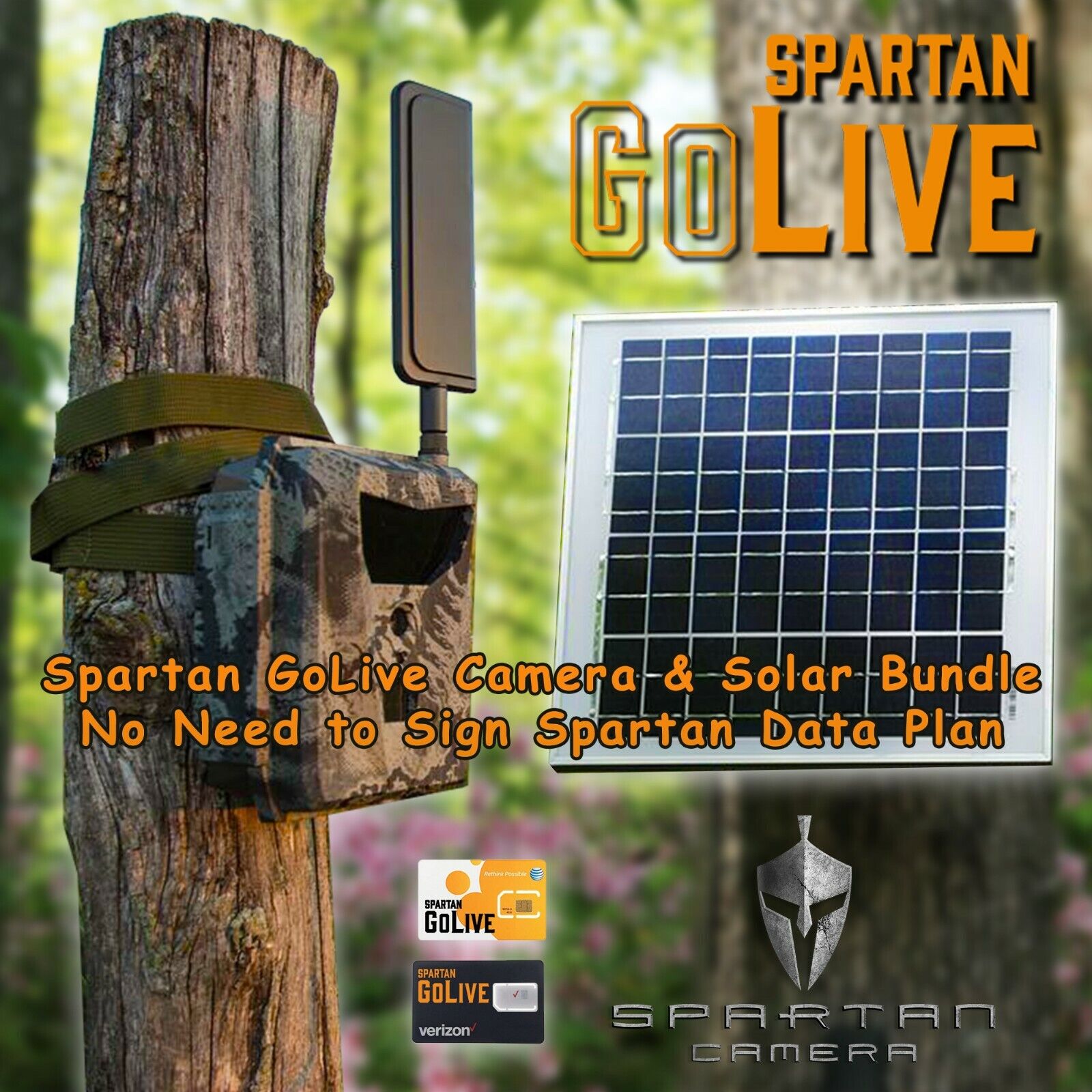 Spartan GoLive Verizon ATT Stream GPS Scouting Trail Camera & Solar Panel Bundle