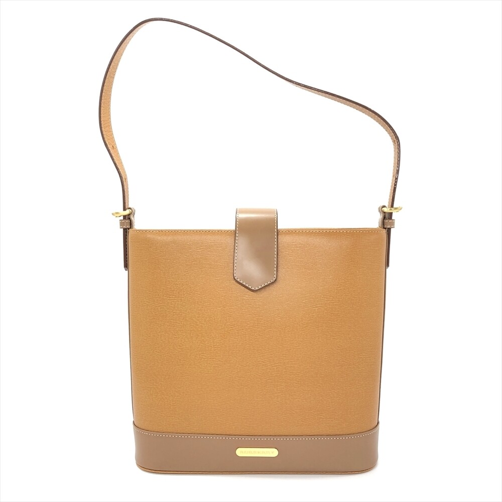 Burberry Tote Bag Shoulder Bag Leather Brown Gold Hardware