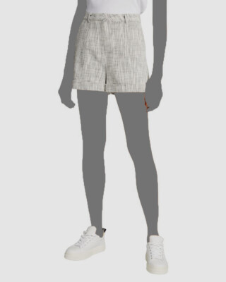 $295 Cinq à Sept Women Back Galena Tweed Denim High Rise Flared Shorts Size 12