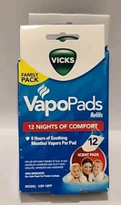 1 × VICKS VapoPads Refills Family Pack • 12 SCENT PADS 8 Hours of Soothing Vapor