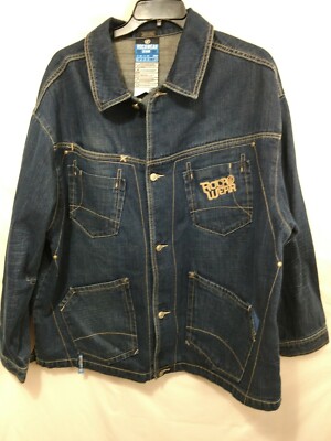 Roca Wear Denim 5 Pocket Jacket Blue Wash Size 2X  Unique Details!  NEVER WORN  