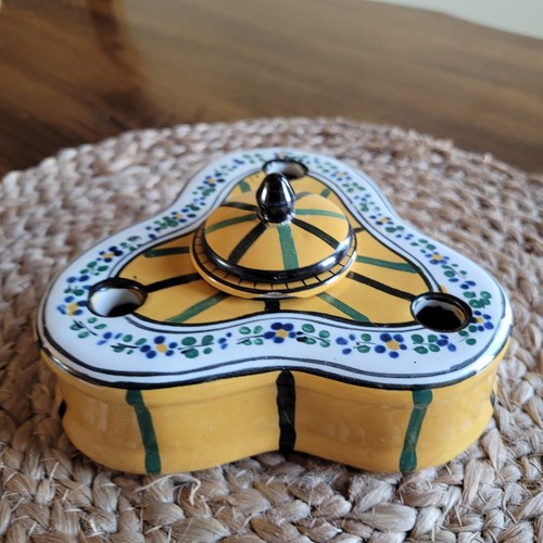 Vintage Art Decò porcellana francese Faience Encrier o calamaio triangolare anni '30 /LEGGI - Foto 20 di 24