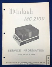 Original McIntosh MC2100 / Service Information Manual 2
