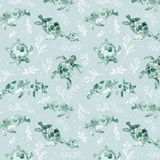 Turtles Canal Cotton Fabric