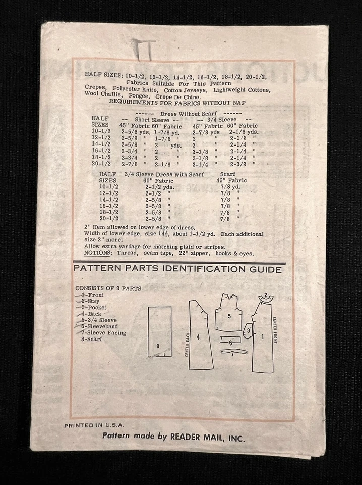 Printed Pattern A855 Misses Designer Dress Original 1970's Pattern sz 16 1/2 Cut - Image 3 of 4