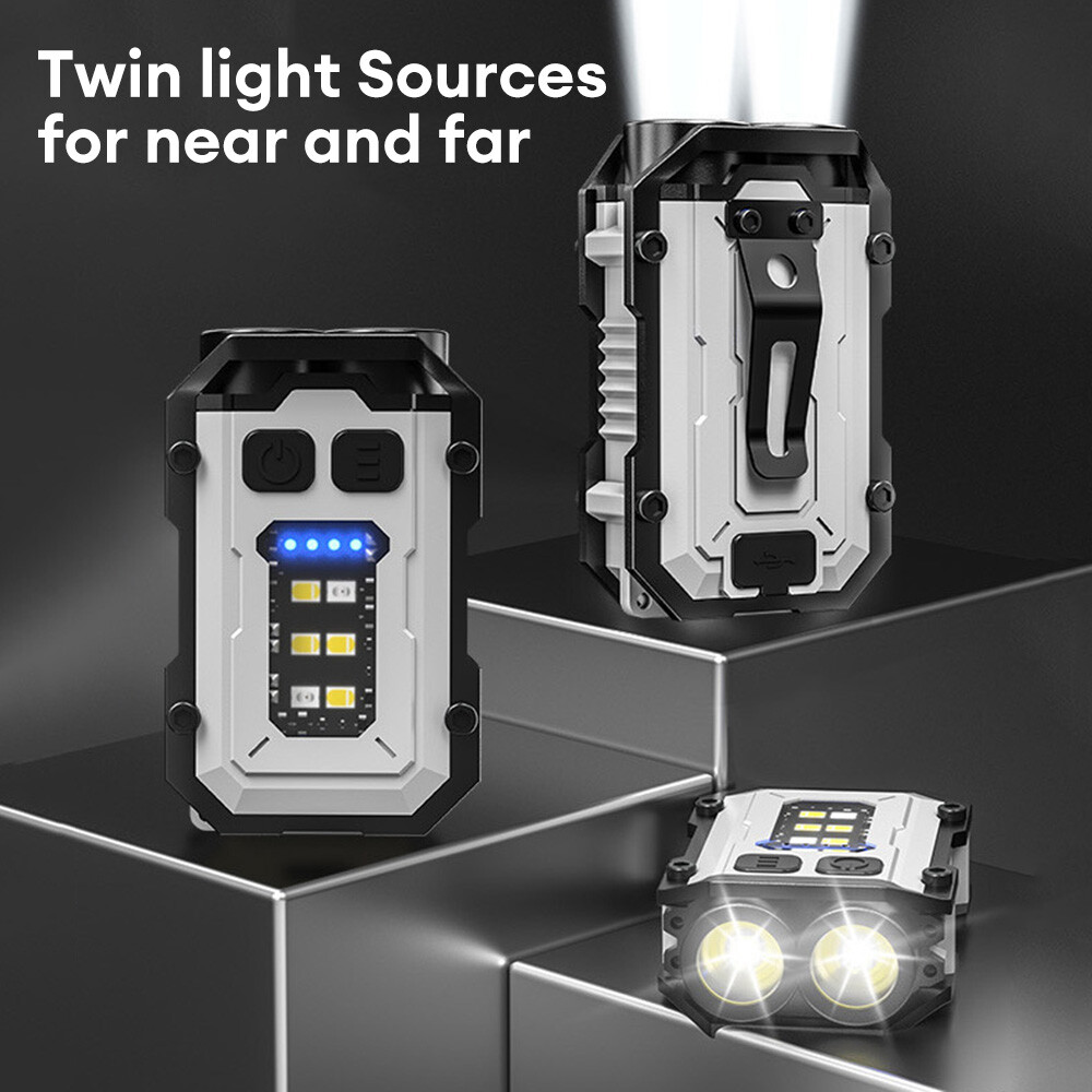 Mini High Brightness LED Flashlight Keychain Pocket Magnetic Torch USB