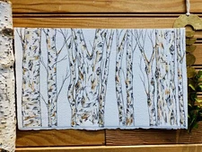 Original Watercolor Painting Landscape Birch Aspen Tree Wood Forest Gold MCM Art