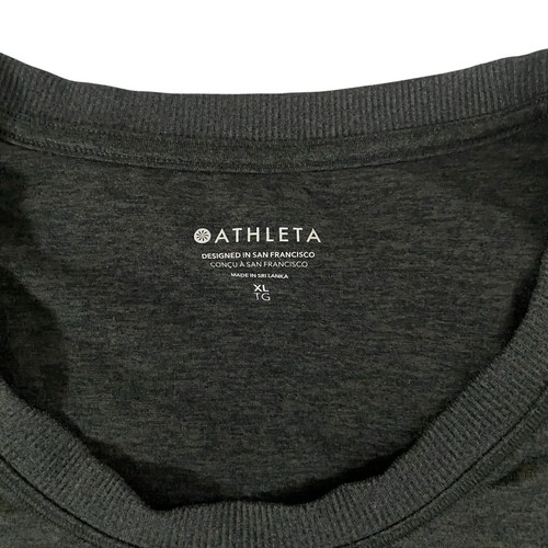 Athleta T-Shirt Women Tall Girl XL Short Sleeve Crew Neck Boat Hem Gray Outdoor - Picture 3 of 4
