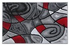 , Modern Contemporary Mat Area Rug, Red Grey Black. (2 Feet X 3 Feet) Mat