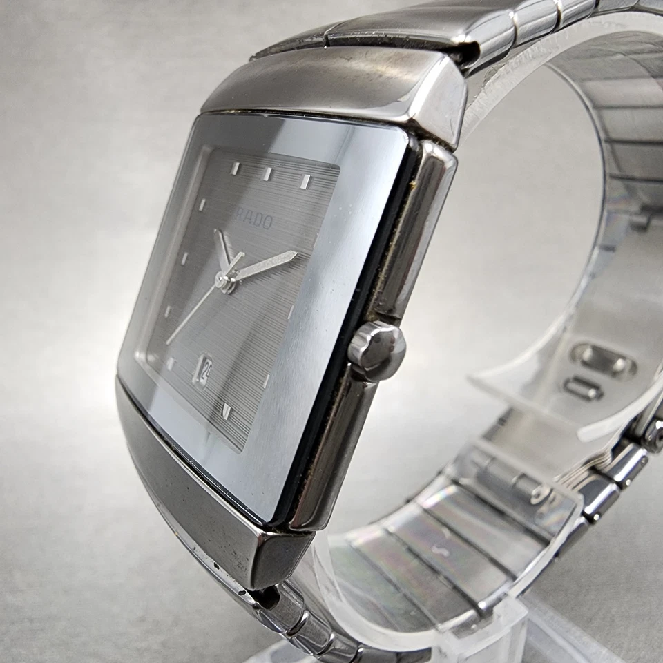 Rado Diastar Watch Men 29mm Silver Dial Ceramic Date Rectangle 152.0332.3 NewBat - Image 3 of 4