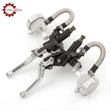 CNC Master Cylinder Reservoir Clutch Brake Levers Hydraulic Universal Silver Set