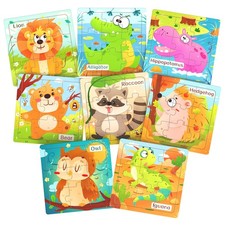 8 Pack Wooden Jigsaw Puzzles for Toddlers Baby Kids 3 4 5Years Old Color Shape