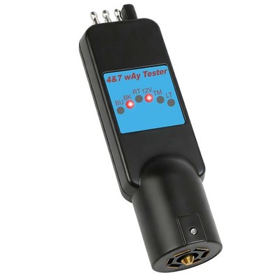 2-in-1 Trailer Light Plug Tester 7 Way Flat & 4 Pin Blade Circuit Adapter Truck