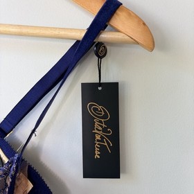 DITA VON TEESE Yvonne Underwire Bra Navy 12C Sheer Lace Lingerie NEW RRP $109.95