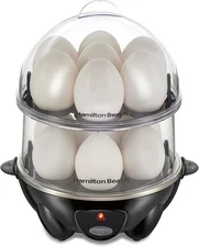 Hamilton Beach 3-in-1 Electric Egg Cooker for Hard Boiled Eggs Holds 14, Black