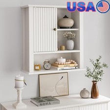 Wall Mounted Bathroom Cabinet W/ Sliding Door Adjtable Shelf Storage Organizer
