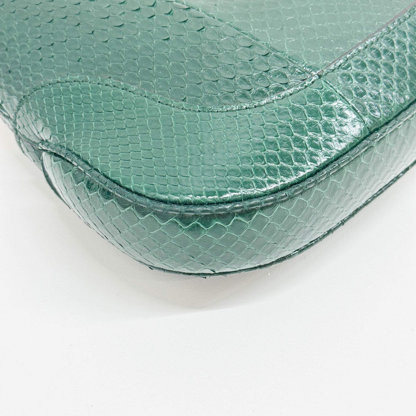 GUCCI Jackie Forest Green Python Embossed Leather… - image 9