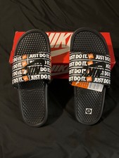 Nike Benassi JDI Just Do It Print Sandals Black 631261-016 Mens Size 9