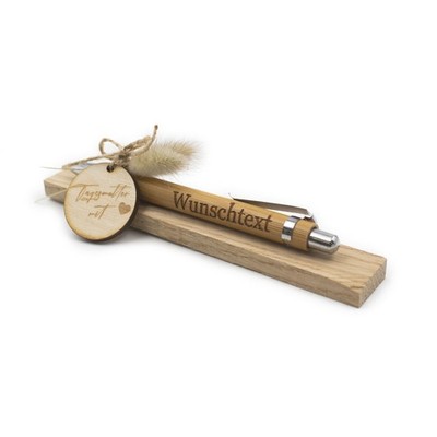 Holz Kugelschreiber m. Wunschname Bambus Stift Gravur Geschenk 24 Tagesmutter