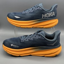 Hoka One One Clifton 9 Men  s 9.5 Running Shoes Training Goretex Navy Orange READ
