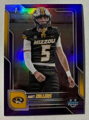 2025 Bowman Chrome University Matt Zollers Purple Refractor 1st Bowman 73/75