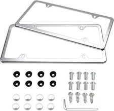 2 Slim Chrome Stainless Steel License Plate Frame Screw Cap Slim 4 Hole Cf-2 2 Slim Chrome Stainless Steel License Plate Frame Screw Cap Slim 4 Hole Cf-2