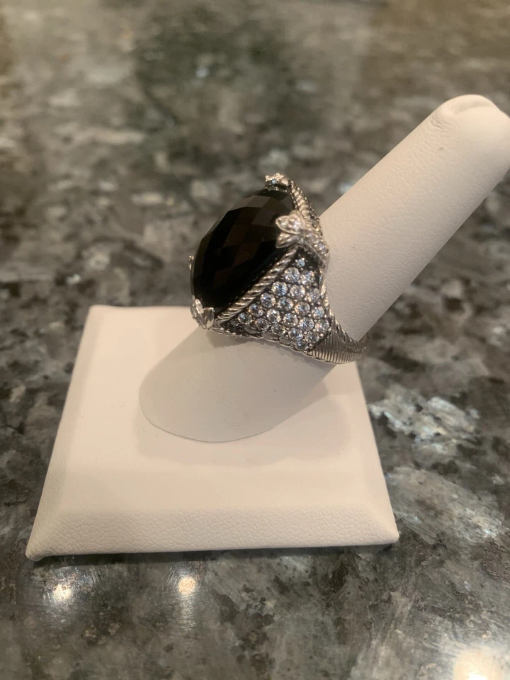 Anillo Judith Ripka, plata esterlina ónix negro y Diamonique (circonita cúbica) Mónaco, talla 8 Foto 3 de 4