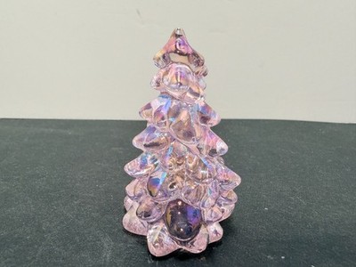 Mosser Glass USA Collectible Glass Christmas Tree Rose Carnival Mini 2.75 inch