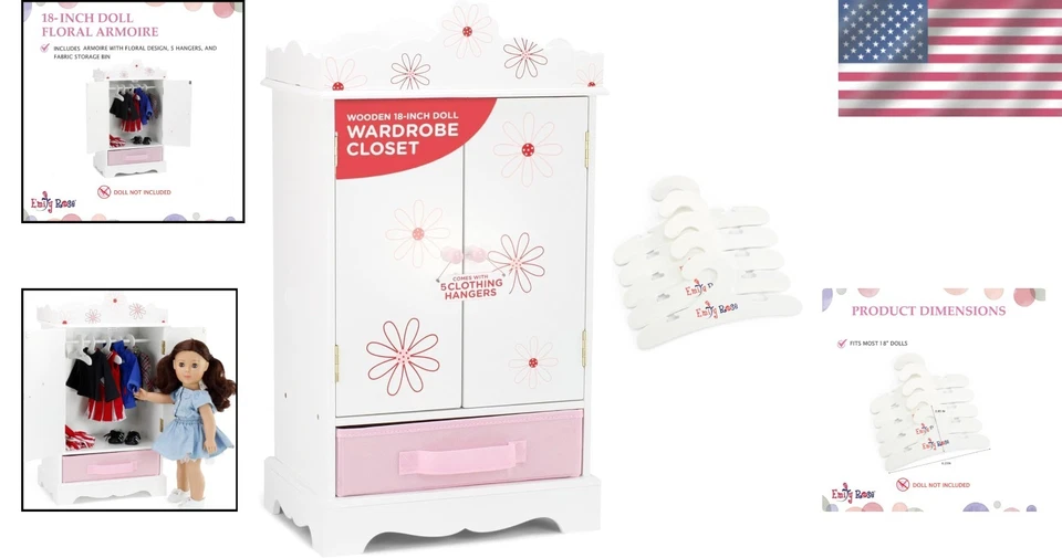 Armario Ropa Muñeca con Perchas - Colección Floral Foto 2 de 4
