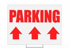 2 Pack Parking Sign with Metal H-Stake with Straight Directional Arrows 16X12