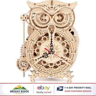 Creative 3D Wooden Clock Puzzle with Owl Design, DIY Craft for Home Decor