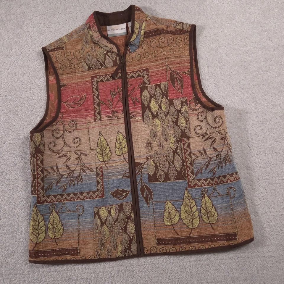 Chaleco Alfred Dunner Mujer Pequeño Tapiz Hoja Cremallera Otoño Boho Foto 2 de 4