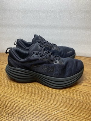 Hoka One One Bondi 8 Wide Mens Size 10 2E Triple Black Running Shoes Sneakers