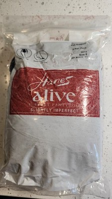 Vintage 3 Pack Hanes Alive Support Pantyhose Reinforced Toe Jet Black Size E