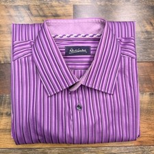 Robert Graham Dress Shirt Mens 15.5 39 Purple Striped Button Up