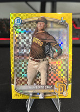 Humberto Cruz 2025 Bowman Chrome 1st Yellow X-Fractor /75 #BCP-96 Padres RC SP