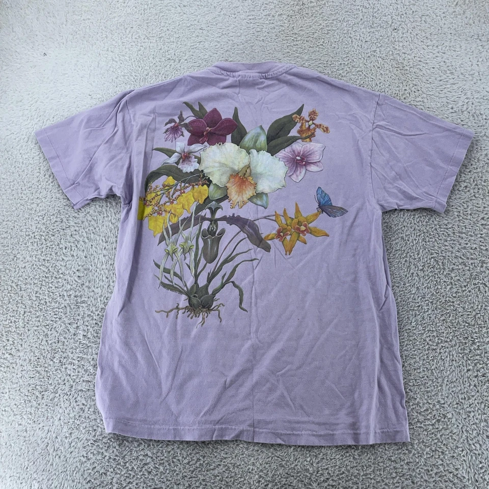 复古兰花衬衫男式中号紫色野生动物花卉自然美国制造 90 年代 T 恤 — 第 2/4 张图片