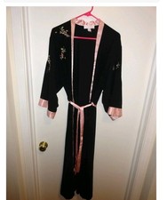 Vintage Oscar de la Renta Fine label 100 Polyester Black Pink Robe L/XL