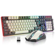 RedThunder K10 Pro Wireless Gaming Keyboard and Mouse Combo, RGB Backlit Rech...