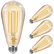 Dimmable Amber Warm 4 Pack Vintage LED Edison Bulbs - Eye-Friendly 15,000 hrs