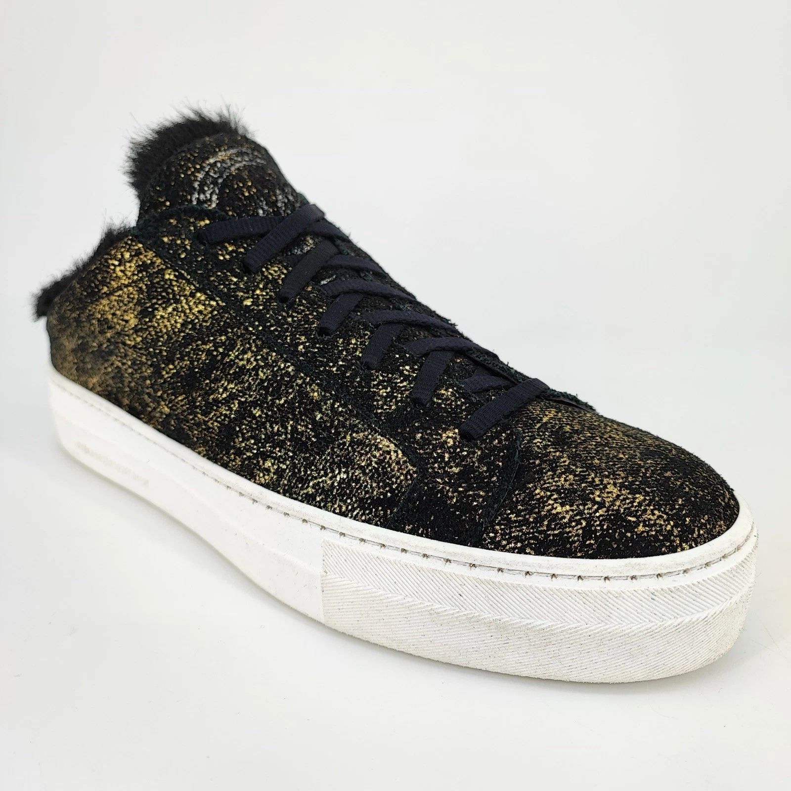 P448 Clara Women's Size 9.5 US Leather Black Gold Metallic Slip On Sneakers