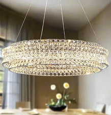 Modern Crystal Chandelier Led Chrome Pendant Light For Living Room Bedroom 80cm