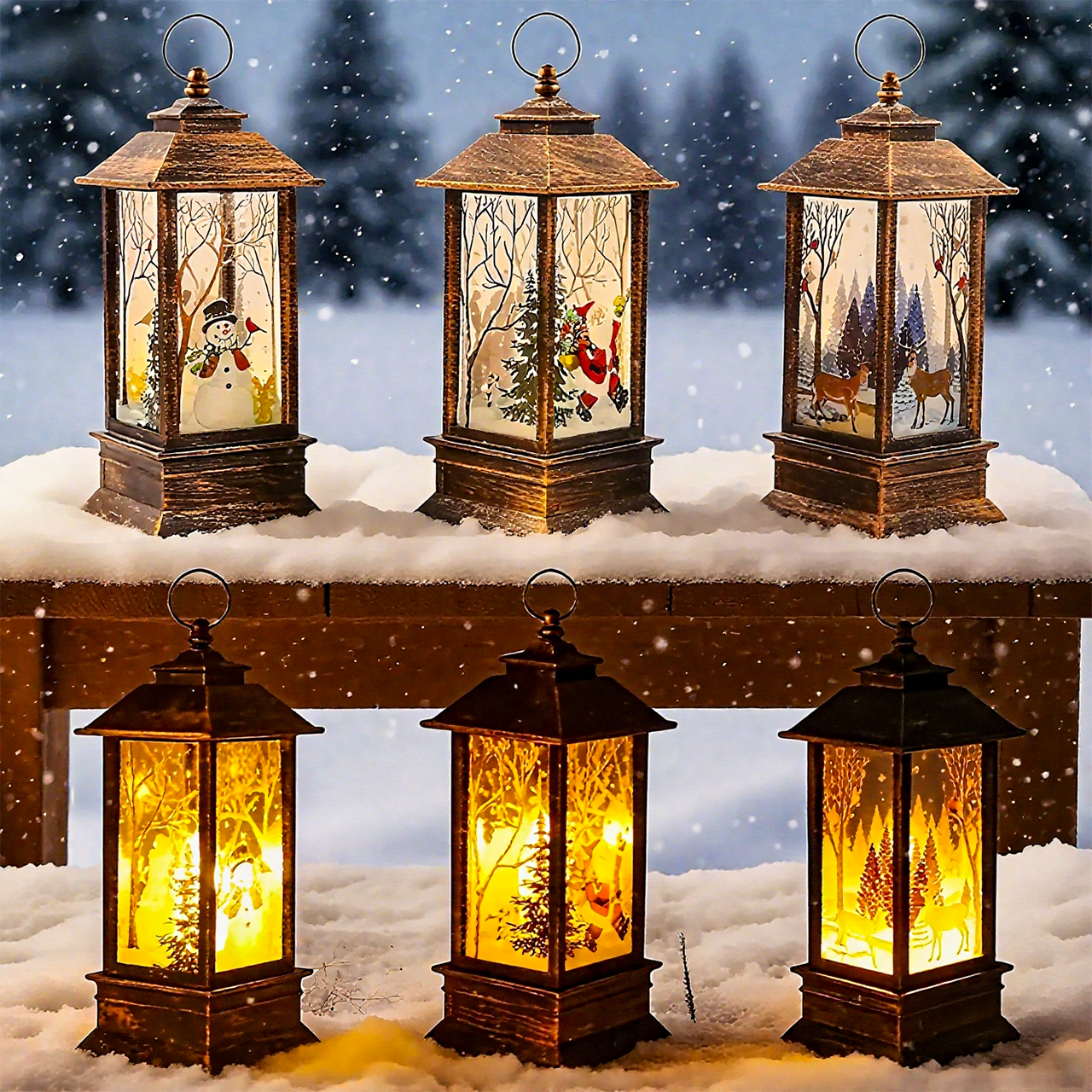 Christmas Flickering Candle LED Light Up Lantern Lamp Tree Hanging Decor Gift US