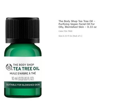 The Body Shop Tea Tree Oil   Purifying Vegan Facial Oil for Oily, Blemished Skin
