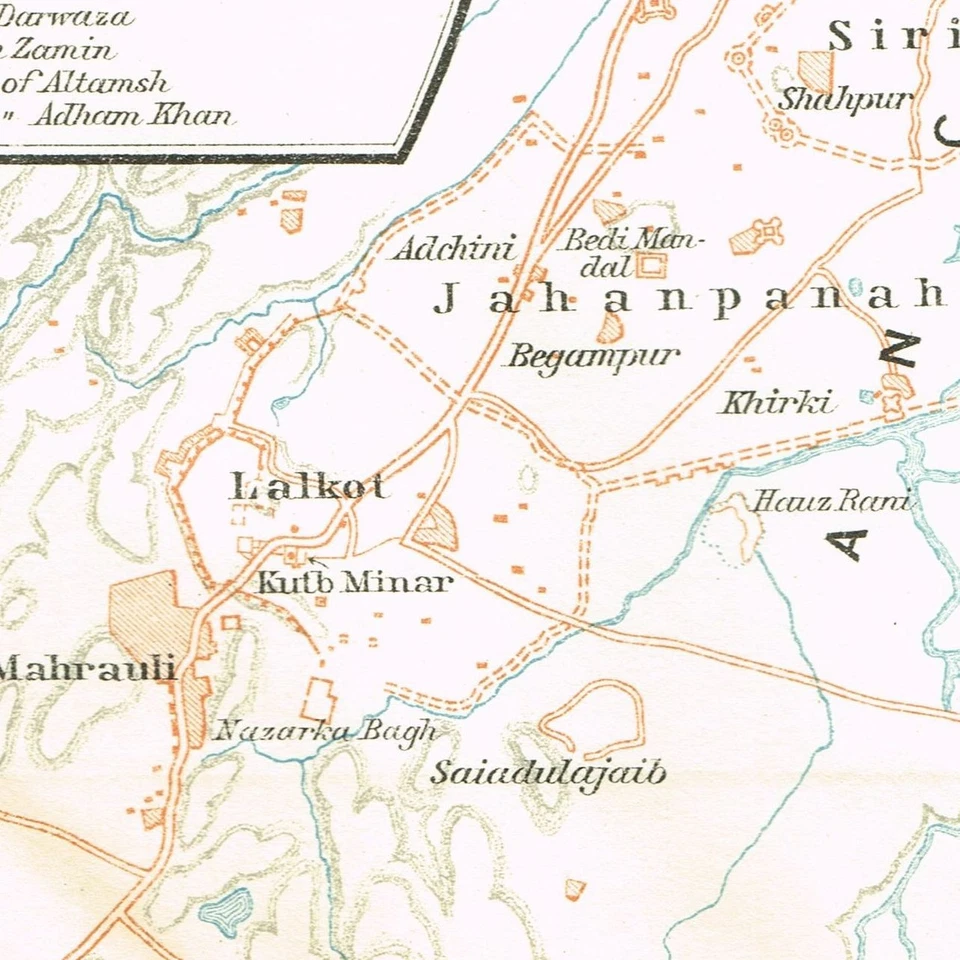 DEHLI & more 1914 INDIA MAPA ORIGINAL ANTIGUO PLANO DE LA CIUDAD Foto 4 de 4
